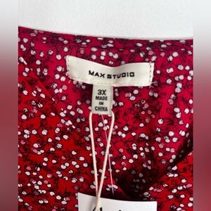 Max Studio Red Floral-Print Top